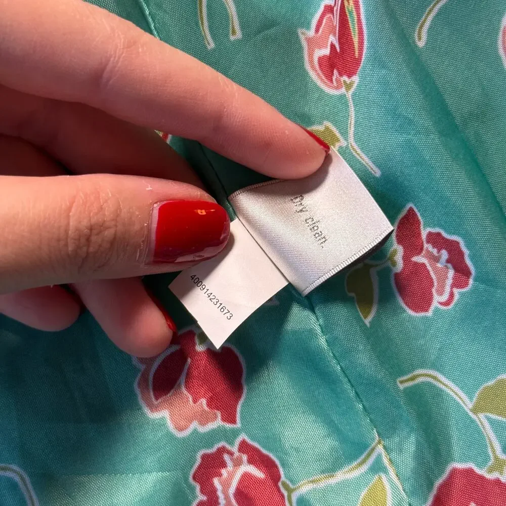 LC Lauren Conrad Seafoam Green Trench Coat Floral Lining Size 4 - Picture 13 of 14